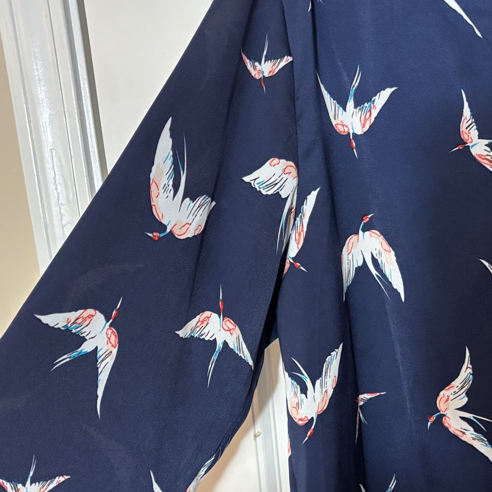 Zeagoo Navy Blouse with Bird Print - Picture 6 of 6